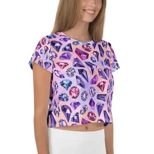 Violet Facets on a Crop Tee