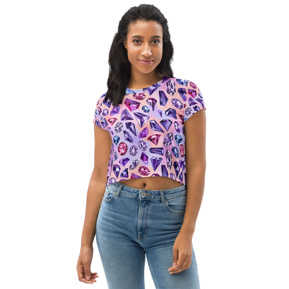 Violet Facets on Crop Tee — Front