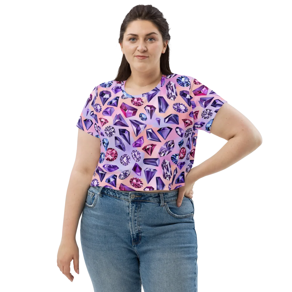 Violet Facets on Crop Tee — Front