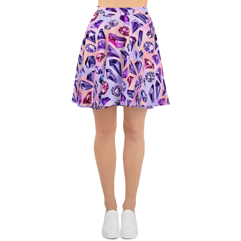 Violet Facets on Skater Skirt — Front