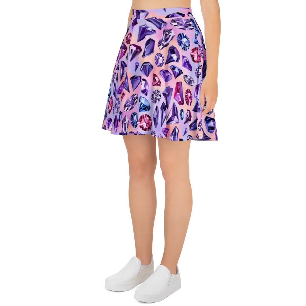 Violet Facets on Skater Skirt — Left