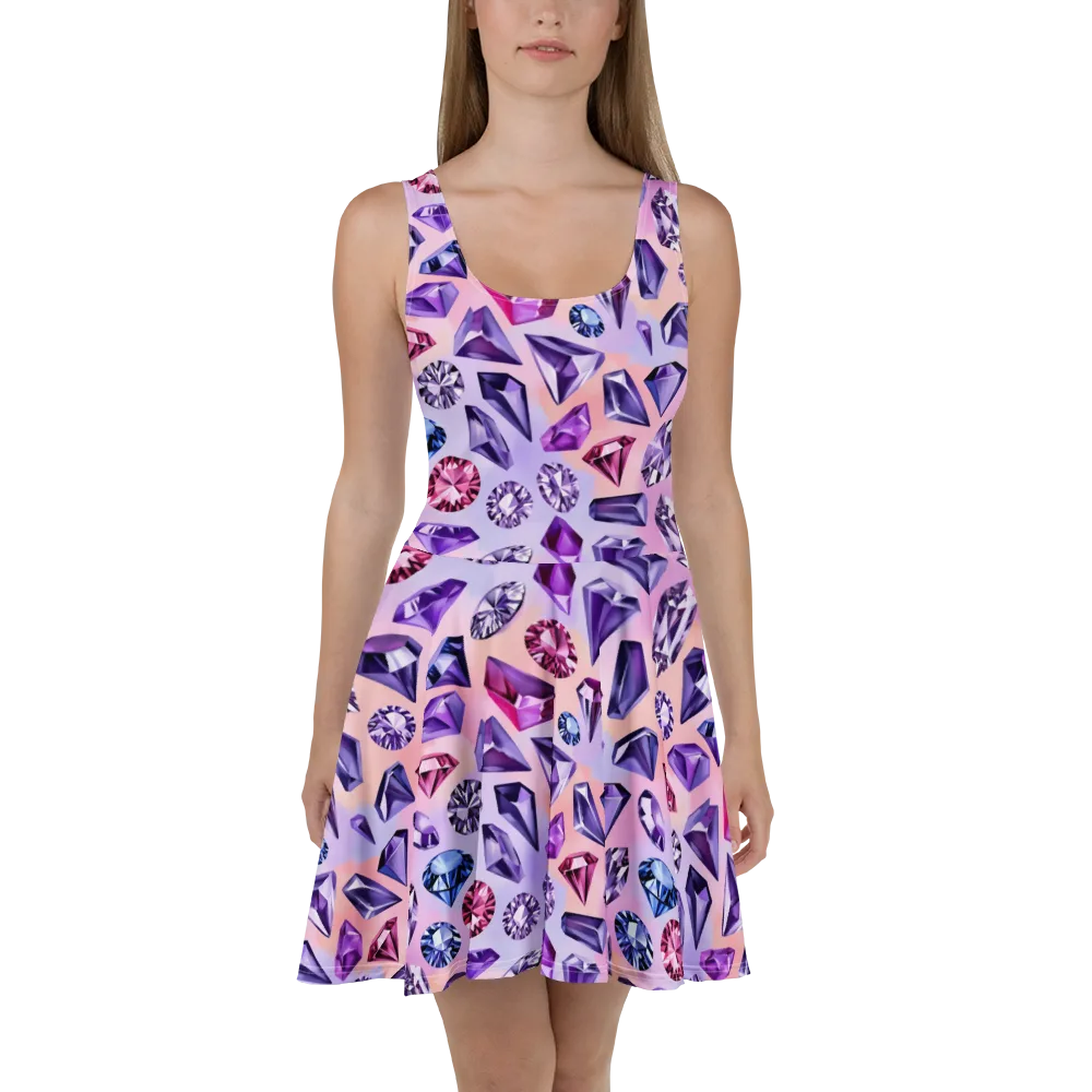 Violet Facets on Skater Dress — Front