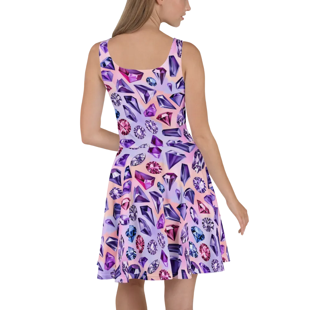 Violet Facets on Skater Dress — Back