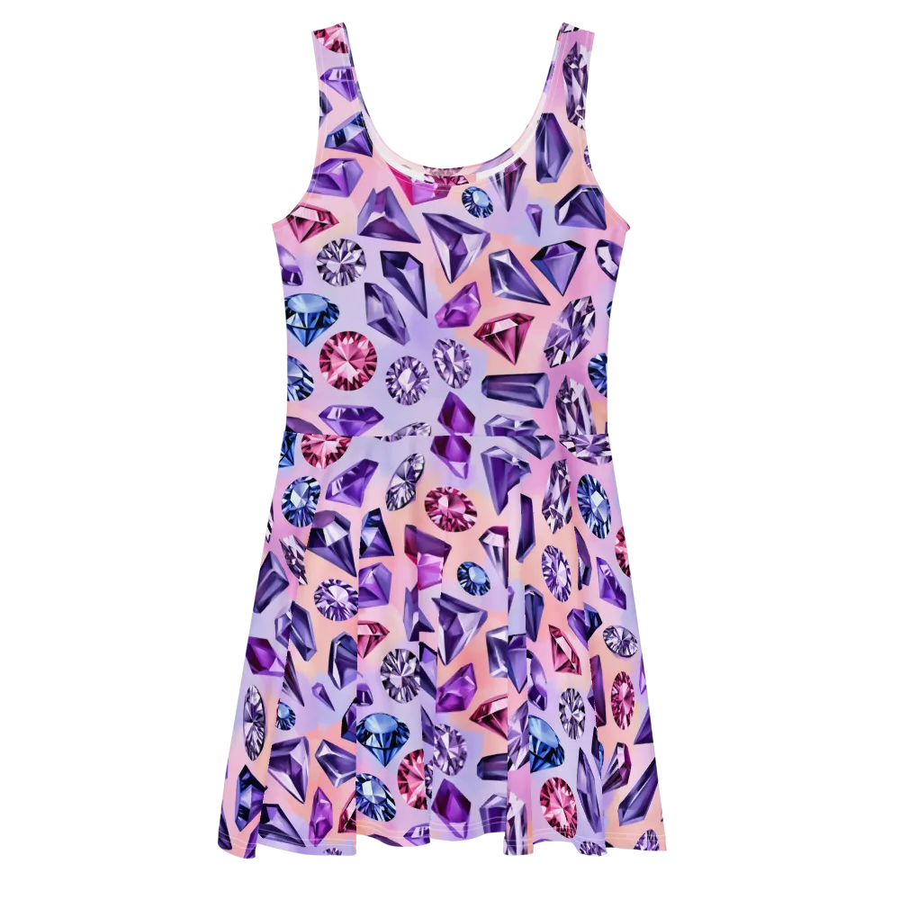 Violet Facets on Skater Dress — Front