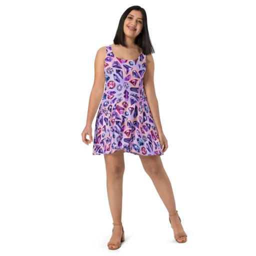 Violet Facets on a Skater Dress