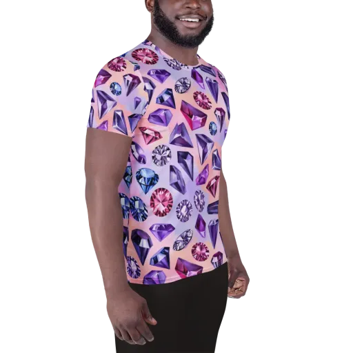 Violet Facets on a Men's Athletic T-Shirt