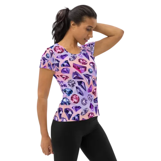 Violet Facets on a Women's Athletic T-Shirt