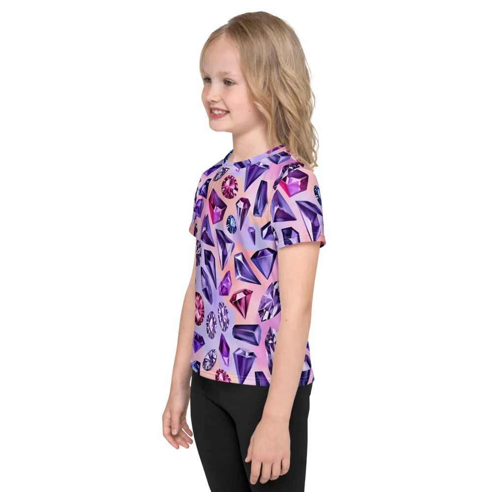 Violet Facets on Kids Crew Neck T-Shirt — Left