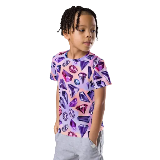 Violet Facets on a Kids Crew Neck T-Shirt