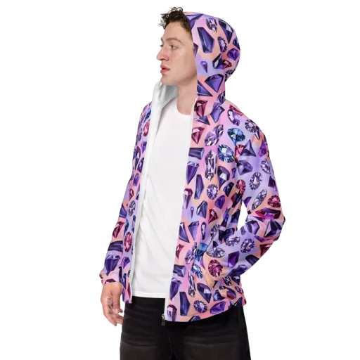Violet Facets on a Men's Windbreaker
