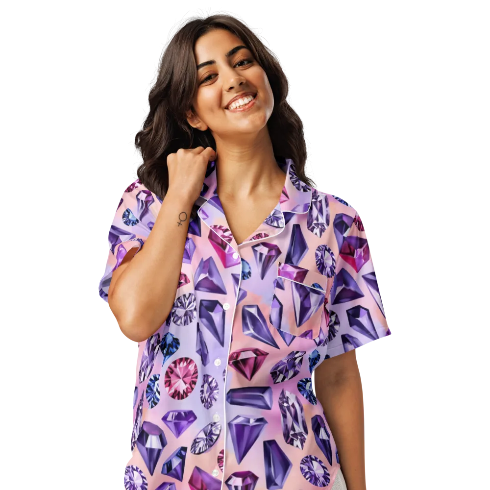Violet Facets on Women's Short Sleeve Pajama Top — Front