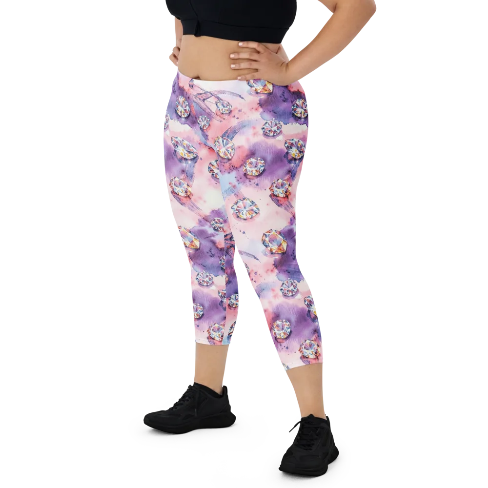 Diamond Watercolor on Capri Leggings — Front