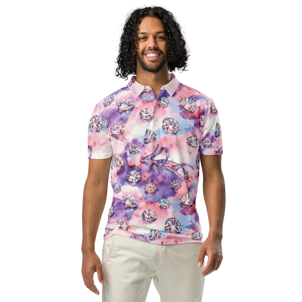 Diamond Watercolor on Men's Slim Fit Polo Shirt — Front