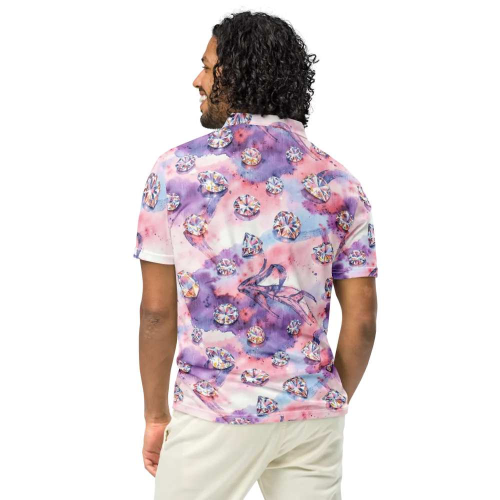 Diamond Watercolor on Men's Slim Fit Polo Shirt — Back