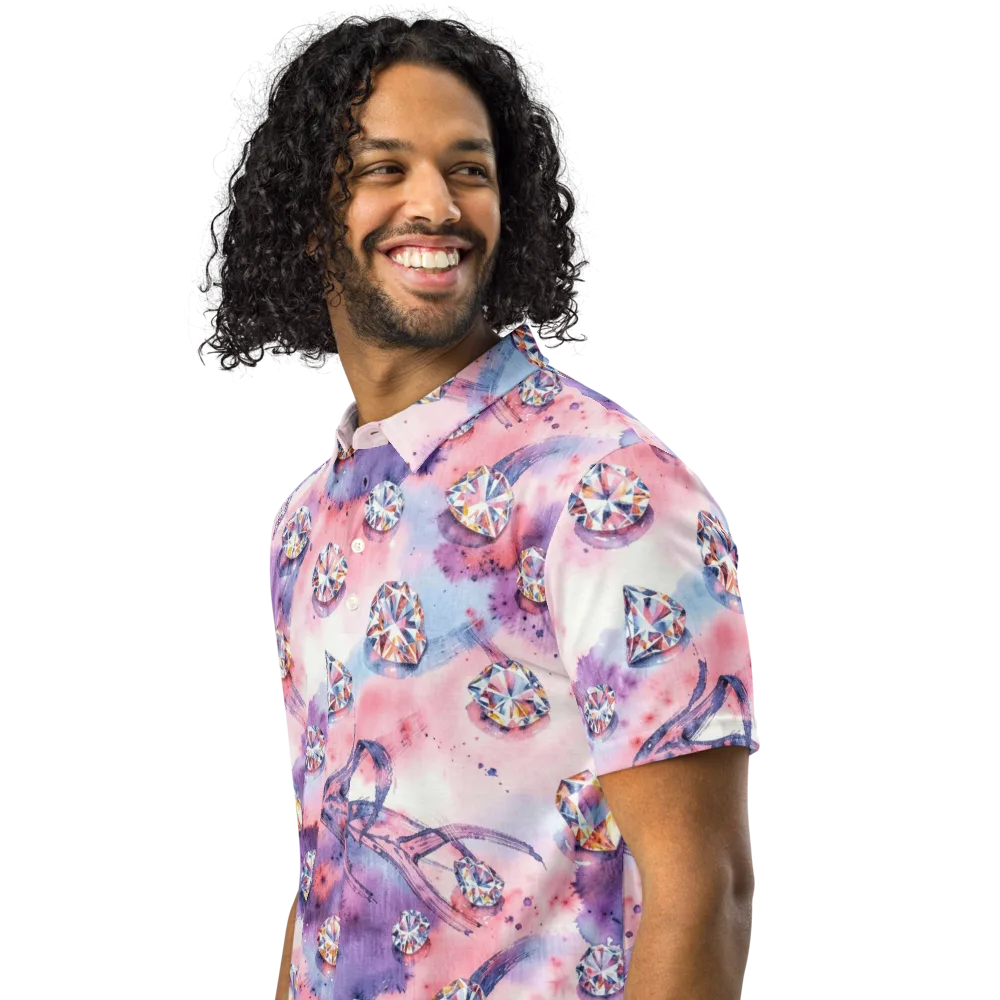 Diamond Watercolor on Men's Slim Fit Polo Shirt — Left Front