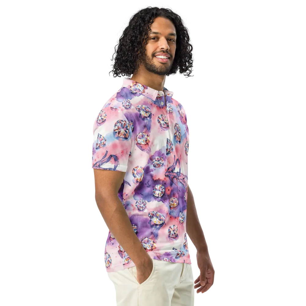 Diamond Watercolor on Men's Slim Fit Polo Shirt — Right Front