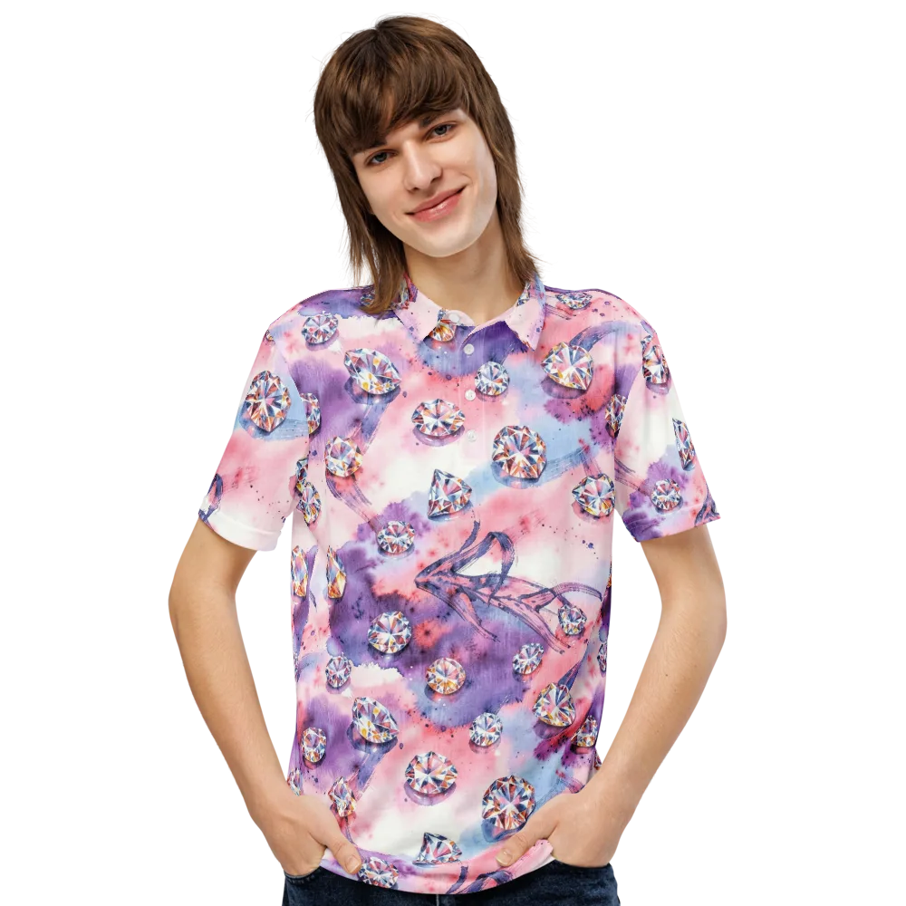 Diamond Watercolor on Men's Slim Fit Polo Shirt — Front