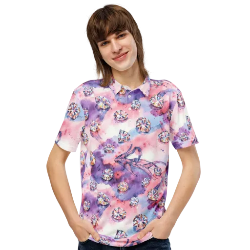 Diamond Watercolor on a Men's Slim Fit Polo Shirt
