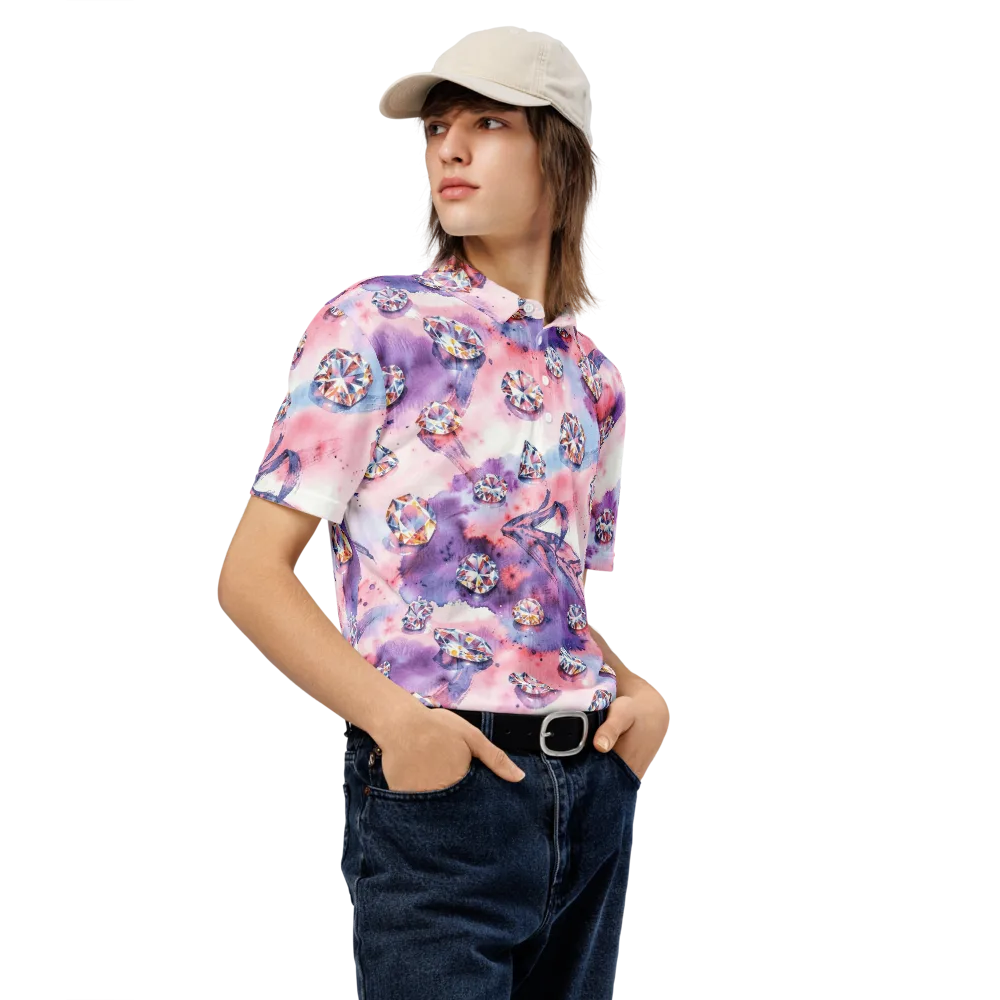 Diamond Watercolor on Men's Slim Fit Polo Shirt — Right Front