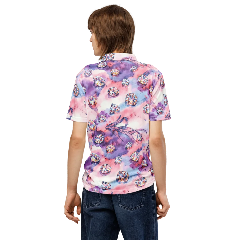 Diamond Watercolor on Men's Slim Fit Polo Shirt — Back