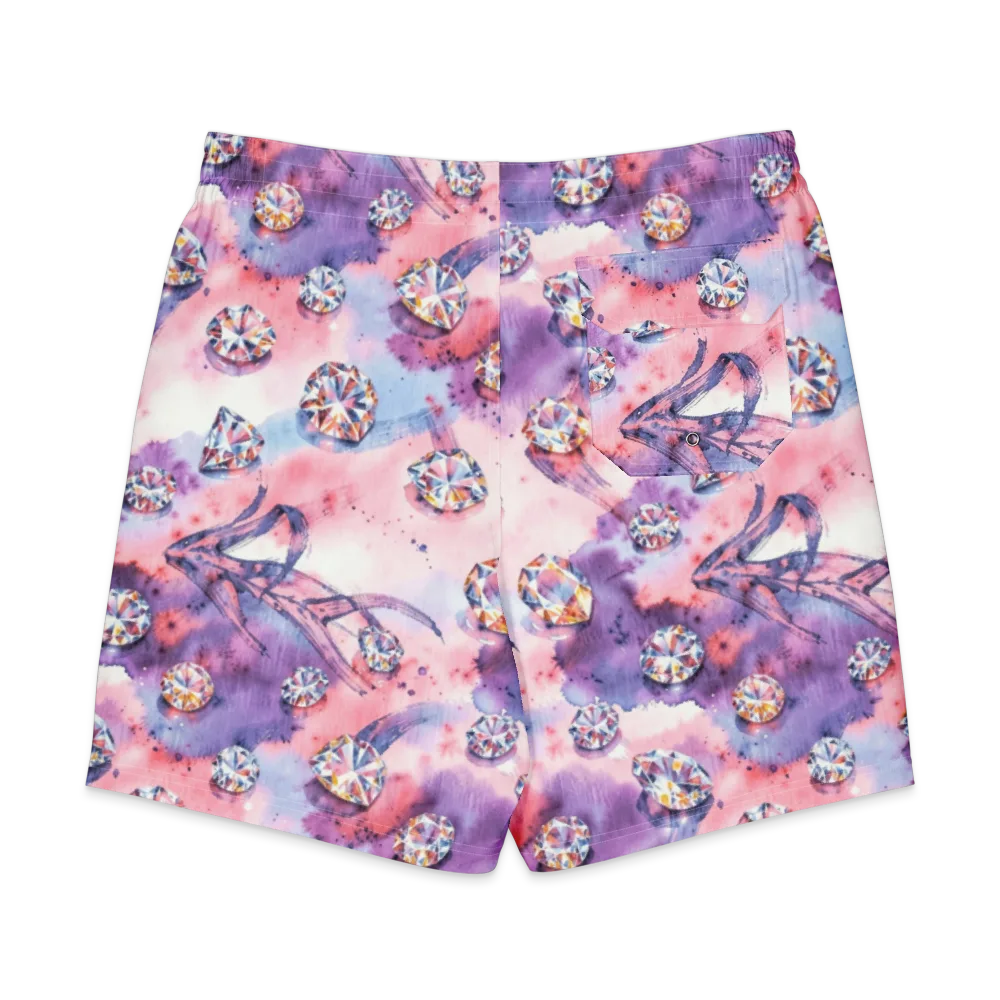 Diamond Watercolor on Men's Board Shorts — Back