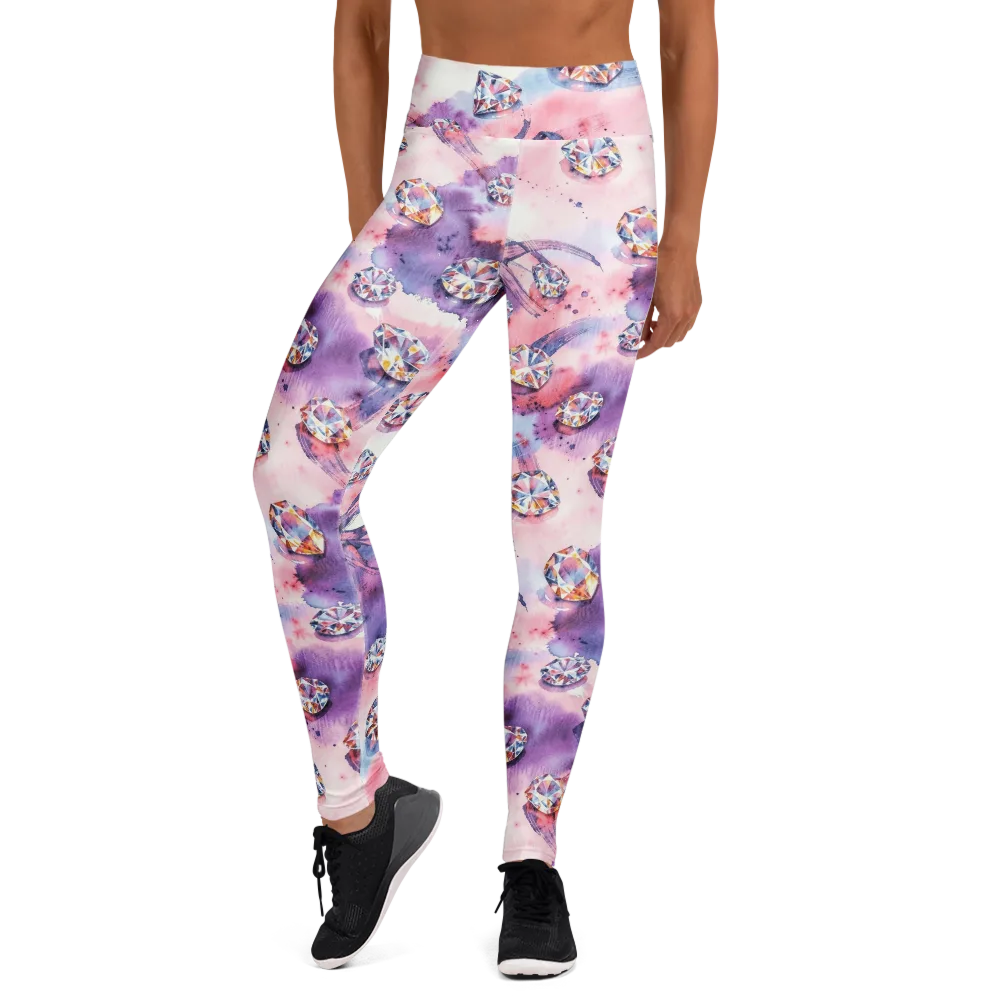 Diamond Watercolor on Yoga Leggings — Front