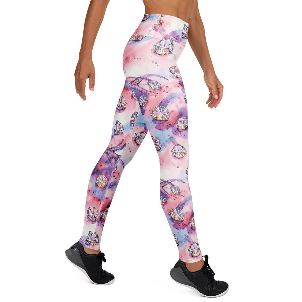Diamond Watercolor on Yoga Leggings — Right