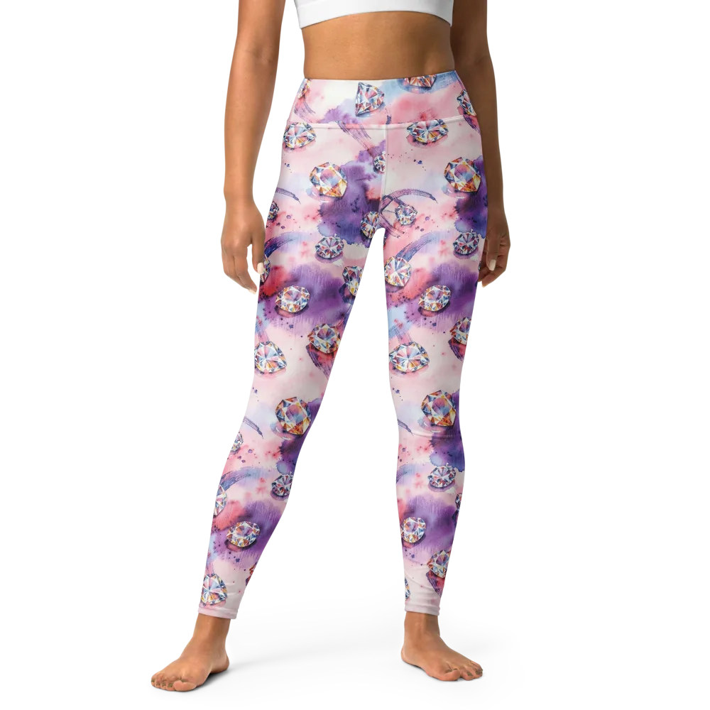Diamond Watercolor on Yoga Leggings — Front
