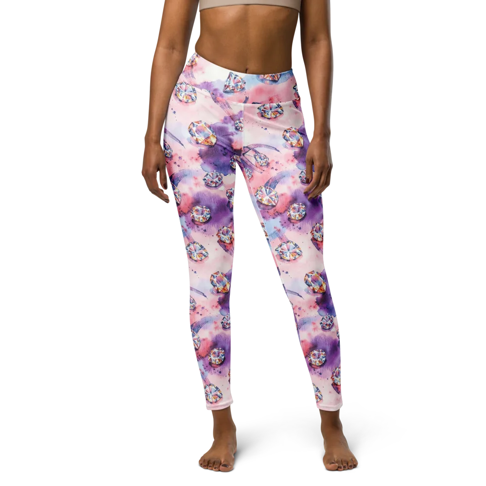 Diamond Watercolor on Yoga Leggings — Front
