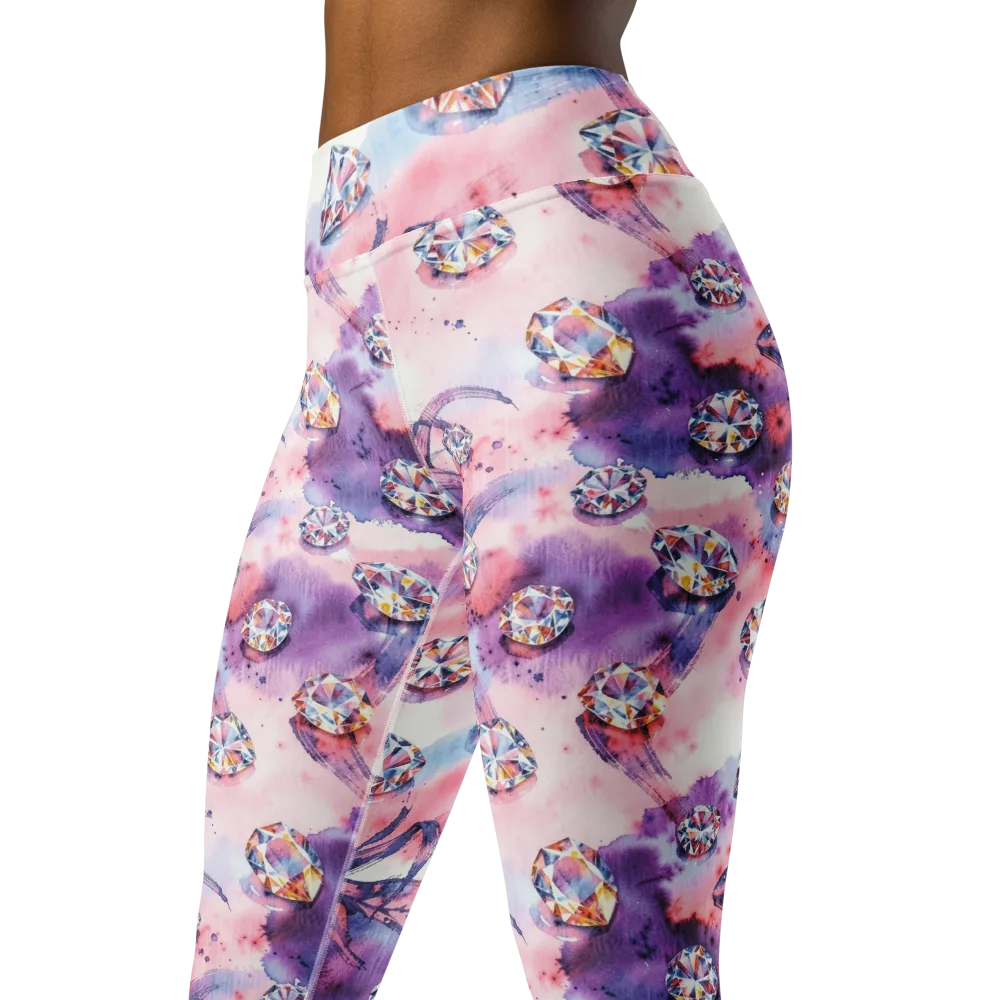 Diamond Watercolor on Yoga Leggings — Left Front