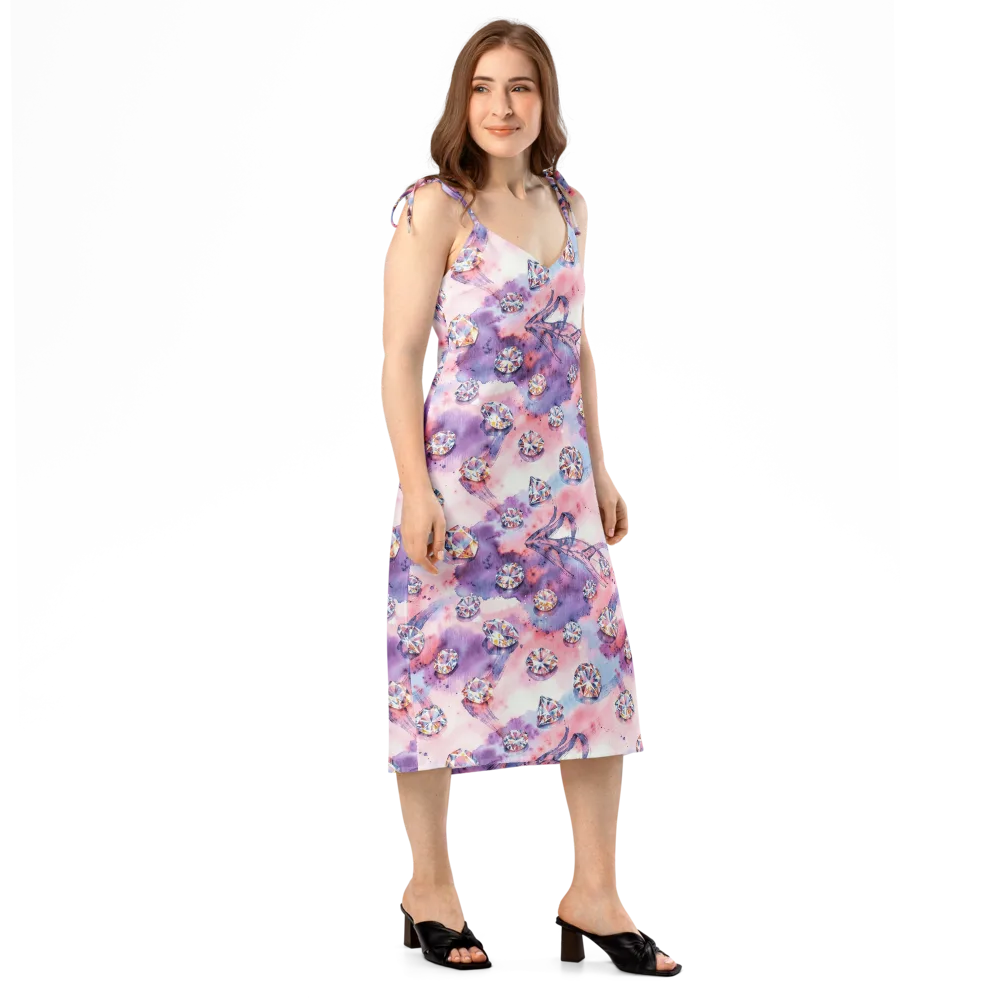 Diamond Watercolor on Slip Dress — Right Front
