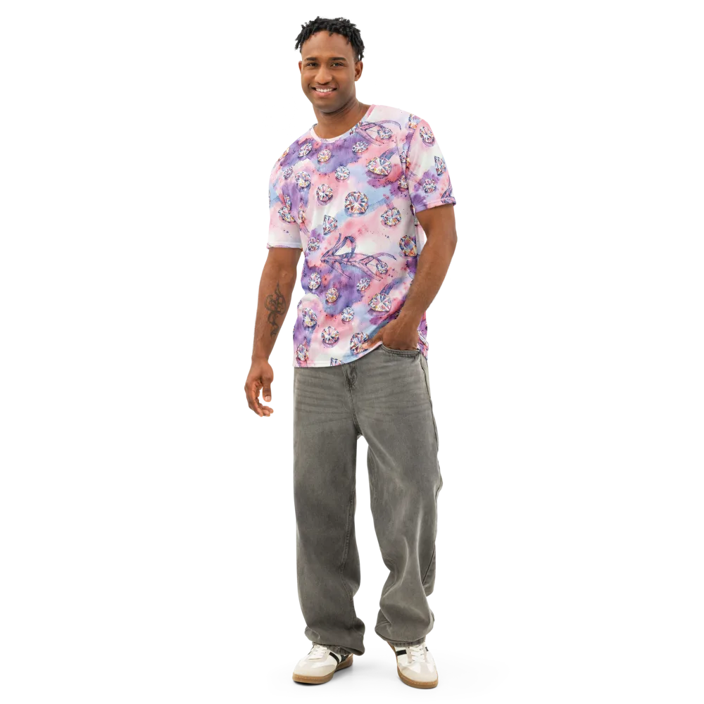 Diamond Watercolor on Men's Cotton Crew Neck T-Shirt — Front