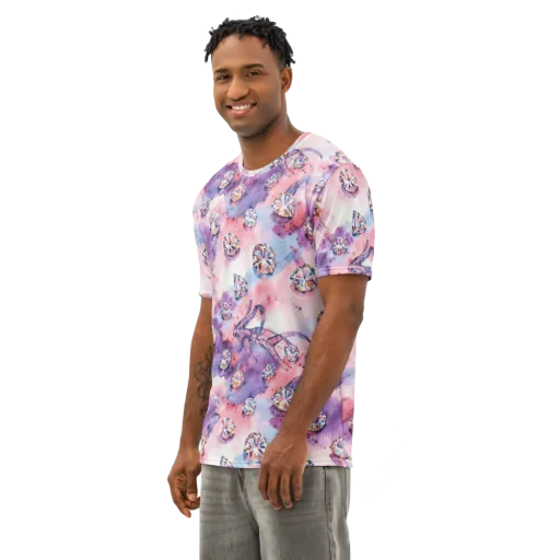Diamond Watercolor on a Men's Cotton Crew Neck T-Shirt
