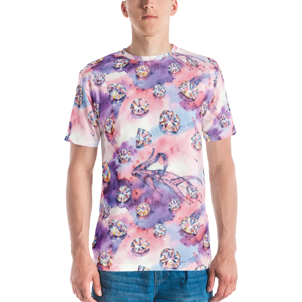 Diamond Watercolor on Men's Crew Neck T-Shirt — Front