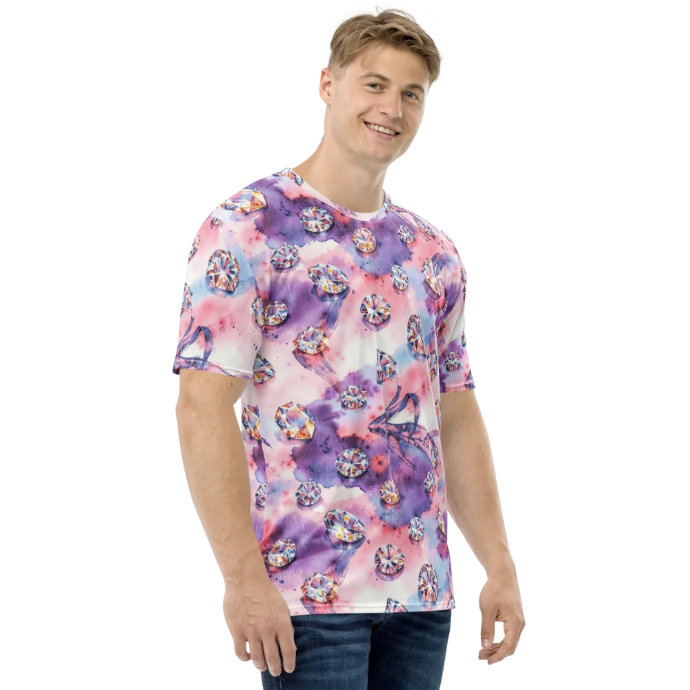 Diamond Watercolor on Men's Crew Neck T-Shirt — Right