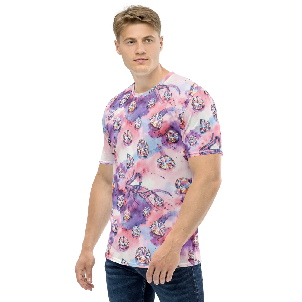 Diamond Watercolor on Men's Crew Neck T-Shirt — Left