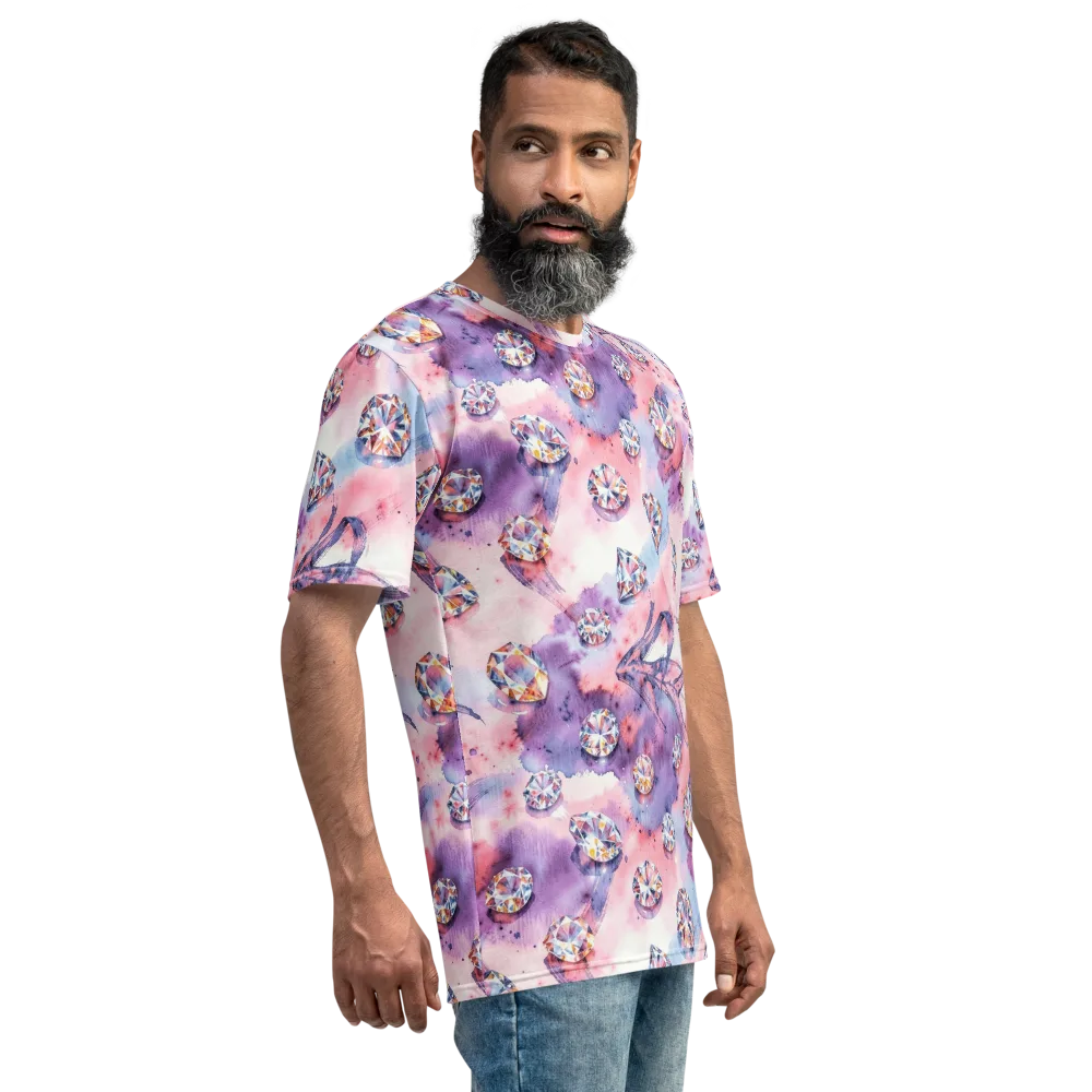 Diamond Watercolor on Men's Crew Neck T-Shirt — Right