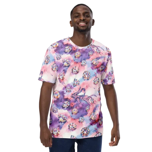 Diamond Watercolor on a Men's Crew Neck T-Shirt
