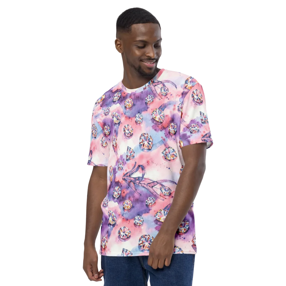 Diamond Watercolor on Men's Crew Neck T-Shirt — Left