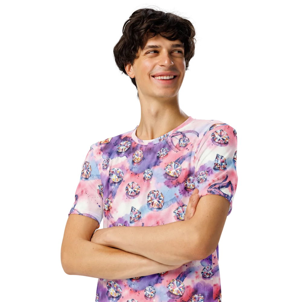 Diamond Watercolor on Men's Crew Neck T-Shirt — Left Front