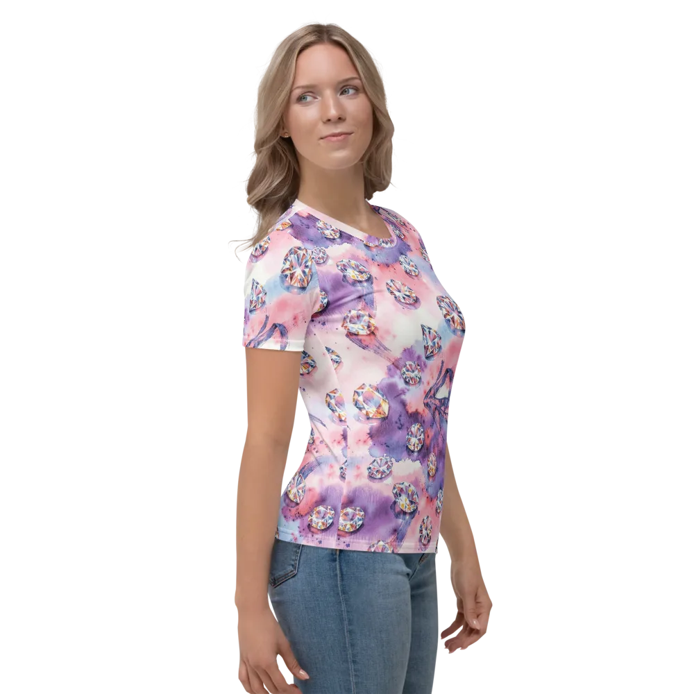Diamond Watercolor on Women's Crew Neck T-Shirt — Right
