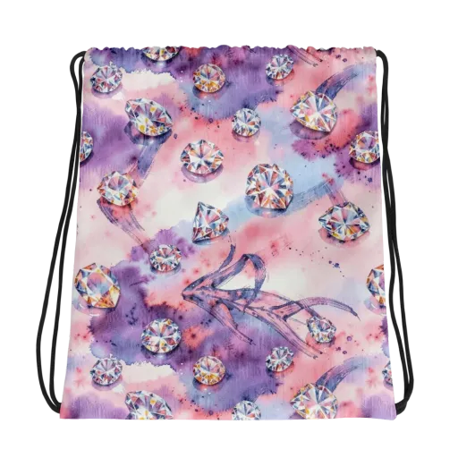 Diamond Watercolor on a Drawstring Bag