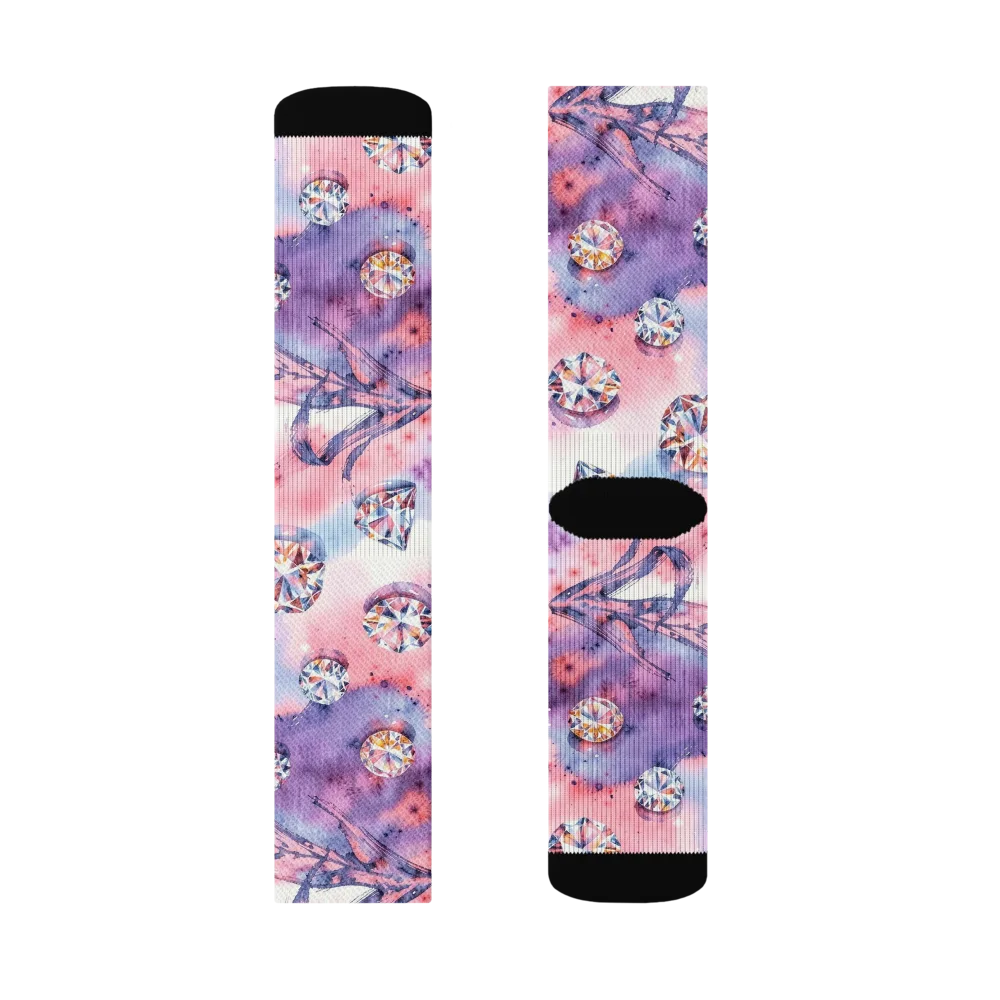 Diamond Watercolor on Socks — Right Sock