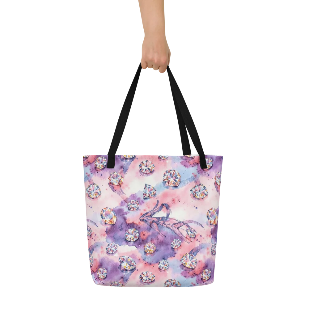 Diamond Watercolor on Large Tote Bag W/ Pocket — Front