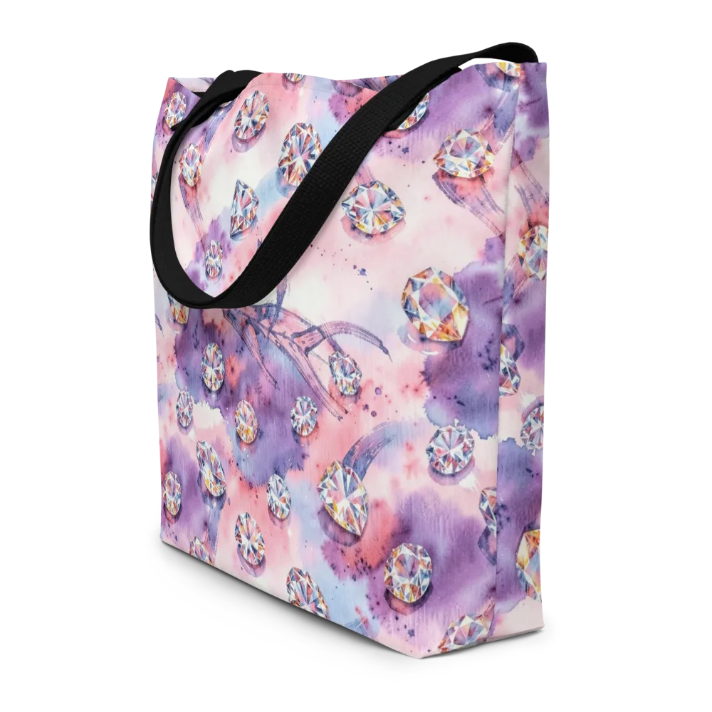 Diamond Watercolor on Large Tote Bag W/ Pocket — Front