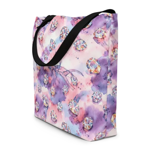 Diamond Watercolor on a Large Tote Bag W/ Pocket