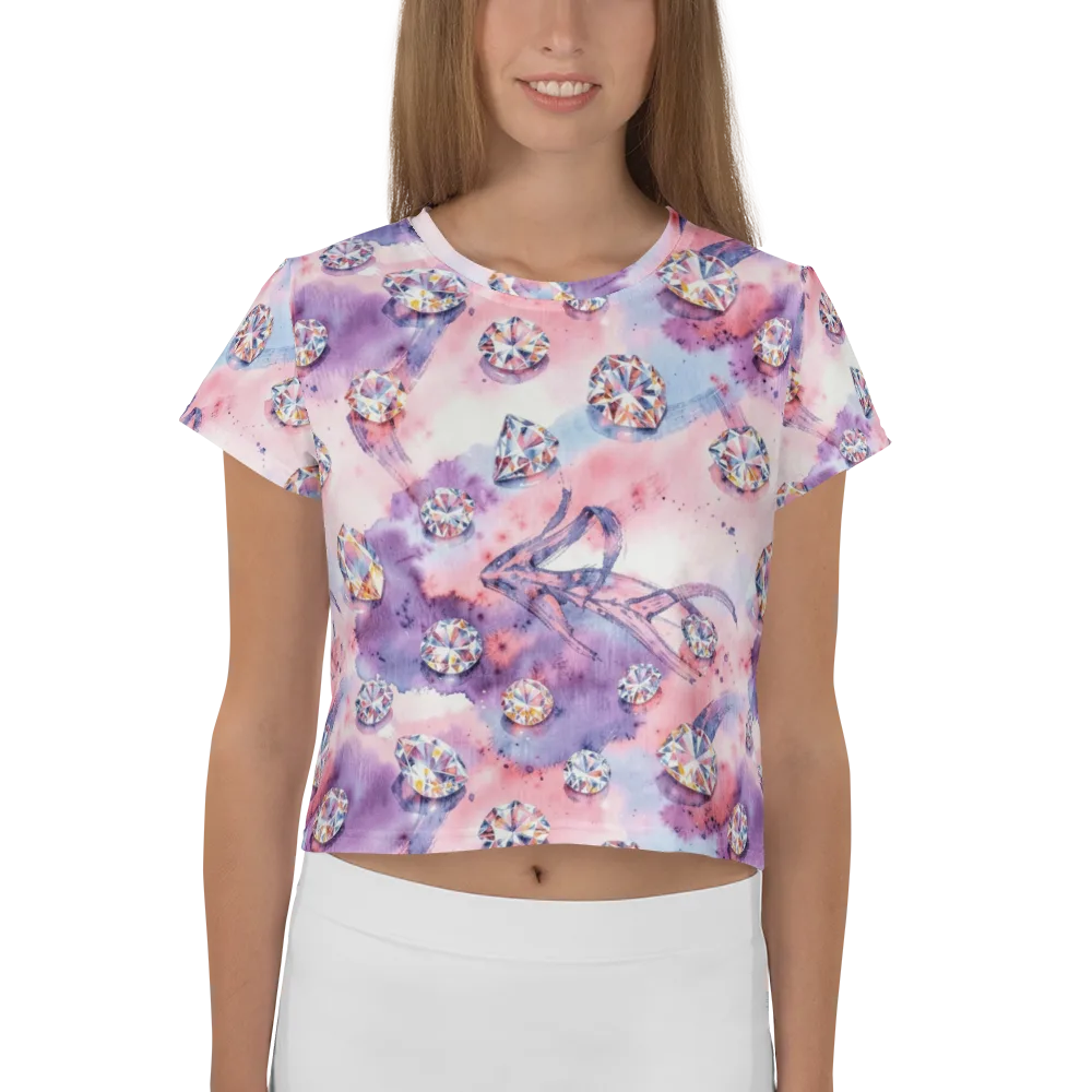 Diamond Watercolor on Crop Tee — Front