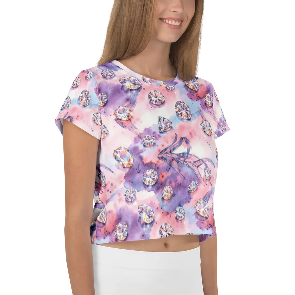 Diamond Watercolor on Crop Tee — Right