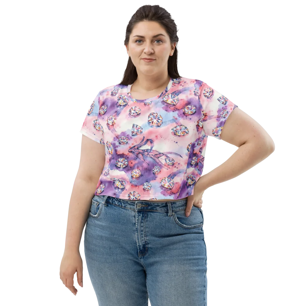 Diamond Watercolor on Crop Tee — Front