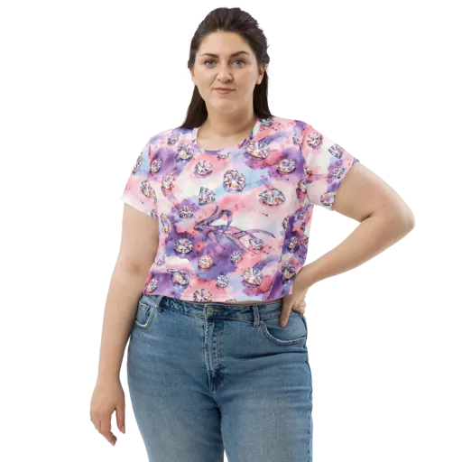 Diamond Watercolor on a Crop Tee
